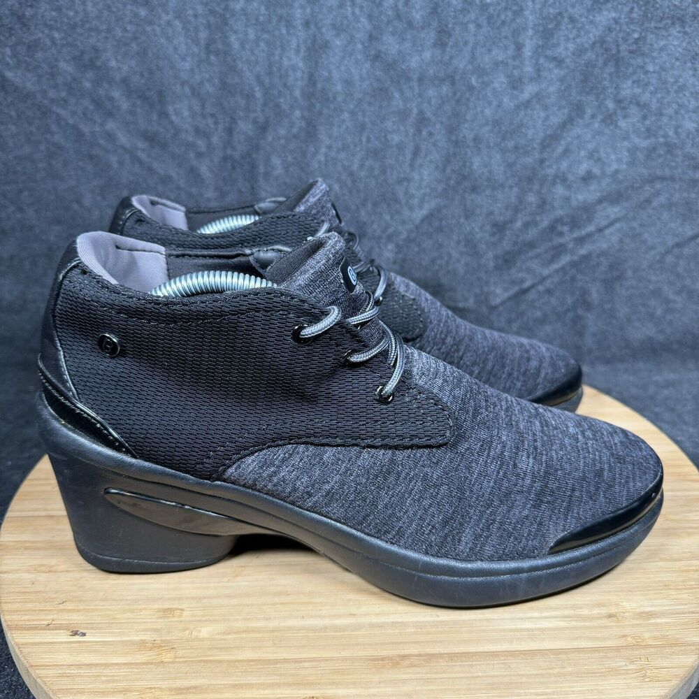 Bzees Ease Black Ankle Boots Heel Lace up Women 8.5 M